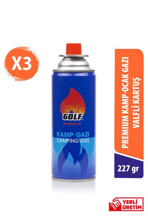 GOLF COSMETICS Golf Premium Kamp Ocak Gazı Valfli Kartuş 227g 3'lü
