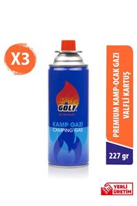 GOLF COSMETICS Golf Premium Kamp Ocak Gazı Valfli Kartuş 227g 3'lü