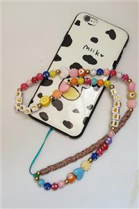 MODMODAACCESSORİES Karışık Renkli Kalpli Ve Fimo Boncuklu Telefon Ipi 30 Cm.