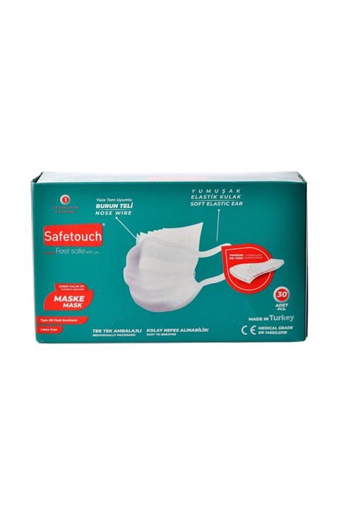 SAFETOUCH Yumuşak Elastik Kulaklı Cerrahi Maske Type Iır 30 Adet