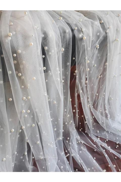 bba new trend Gelin Duvak İncili Kumaş İncili Gelin Duvak Kumaşı 1 m En 1,5 m