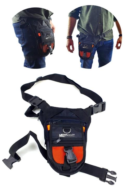 MEFATECH Motosiklet Bacak Çantası 8 Cepli- Turuncu