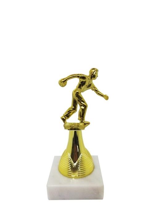 ASOS Altın Renk Bowling Figürlü Ödül Kupası  Mermer Kaideli  21 cm