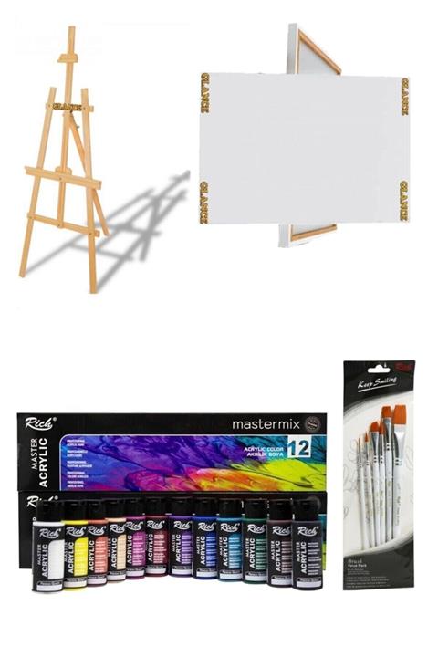 Rich Glance 35x50 Master-mix Akrilik Set 12 Li 60 Cc-keep 6'lı Frç+şövale Set