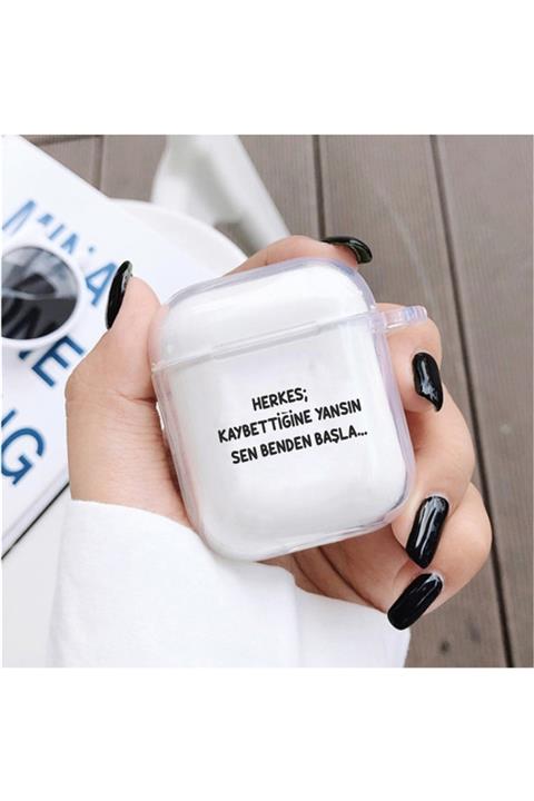 trendycase Premium Silikonlu Manalı Sözler Yazılı Şeffaf Airpods Kılıfı