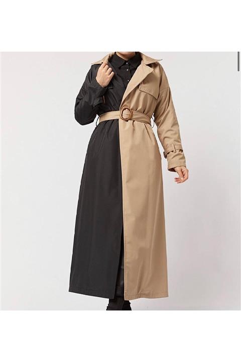EFABRIC Parçalı Iki Renkli Trençkot