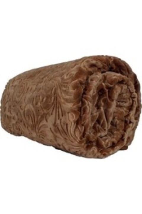 MİNK Battal Boy Kabartmalı Battaniye - Kahve