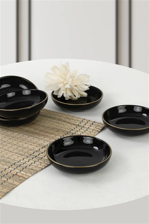 Keramika Siyah Gold File Halka Çerezlik Sosluk 13 cm 6 Adet