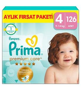 Prima Bebek Bezi Premium Care 4 Beden 126 Adet Maxi Aylık Fırsat Paketi