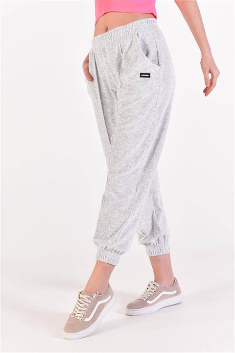 Addax Kadın Gri Paçası Lastikli Kadife Eşofman ADX-0000021891