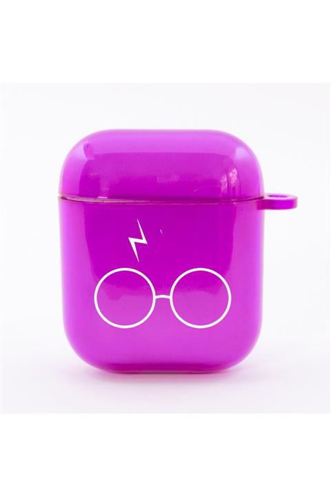shoptocase Harry Potter Gözlüğü Detaylı Mor Renk Lüx Silikon Airpods Uyumlu Kılıf
