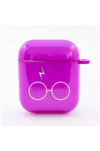 shoptocase Harry Potter Gözlüğü Detaylı Mor Renk Lüx Silikon Airpods Uyumlu Kılıf