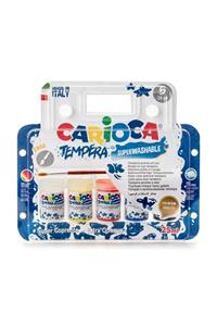 CARIOCA Tempera Suluboya Süper Yıkanabilir Fırçalı 5*25 ml  5 Renk Karışık