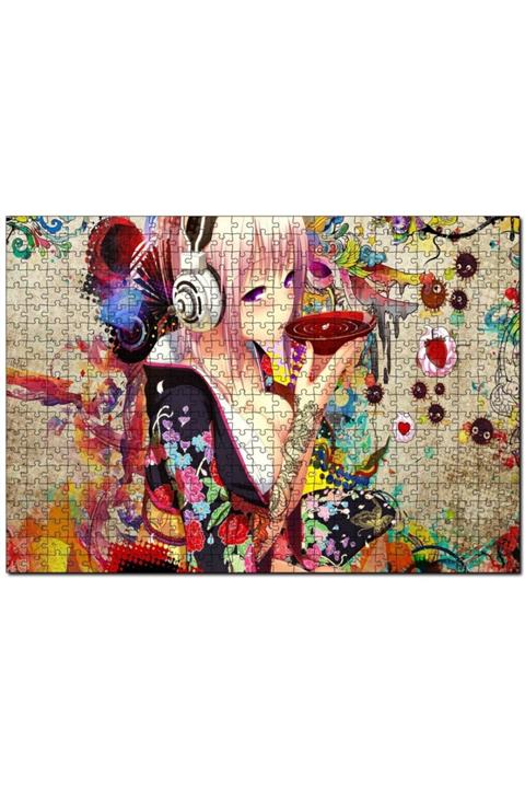 Cakapuzzle Anime Kulaklıklı Genç Kız Çay Içiyor 500 Parça Puzzle Yapboz Mdf (ahşap)