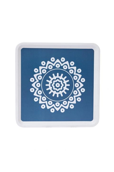 Zucci Mavi Alaçatı Desenli Tepsi 32.5x32.5 cm