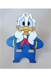 KorseShop Donald Duck Çizgi Film Karakterli Tablet Telefon Ahşap Tutucu
