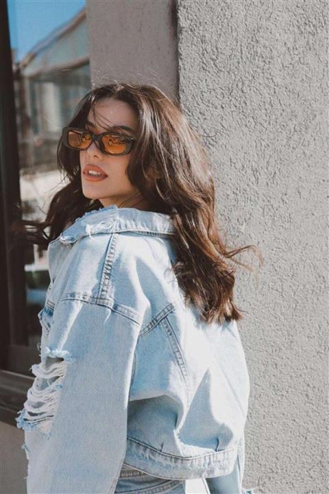 Mathilda Aksesuar Chunky Frame Vintage Siyah Turuncu Güneş Gözlüğü