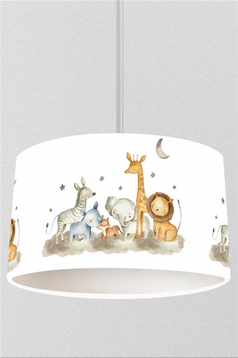 JUNİOR HOME CONCEPT Pastel Renkli Bulutlar Üzerinde Sevimli Hayvanlar Cocuk Odası Sarkıt Avize