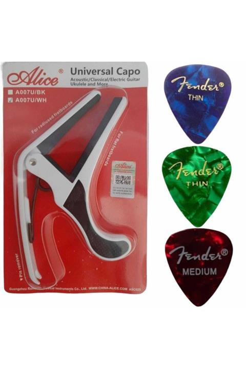 Alice Universal Gitar Capo Akustik Klasik Elektrik Ukulele Saz Bağlama Ukulele Kapo 3 Pena