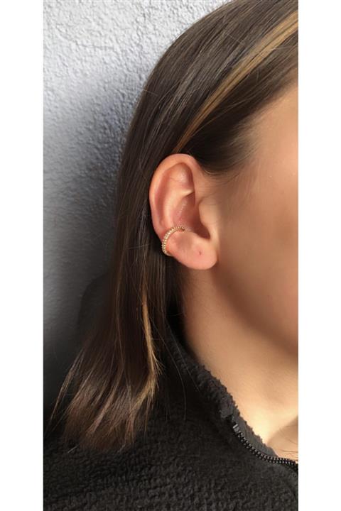 Marqueline Zirkon Taşlı Gold Earcuff Küpe