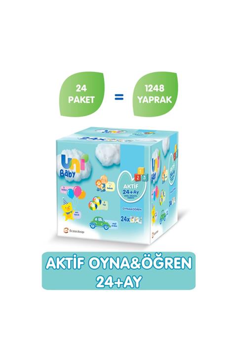Uni Baby Aktif Oyna Öğren 24'lü Islak Mendil 1248 Yaprak