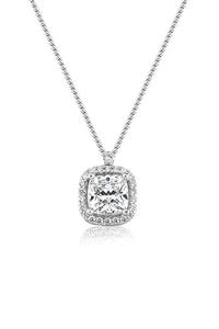 Valori Jewels Yastık Kesim, 1.25 Karat Swarovski Zirkon Taşlı, Gümüş Tektaş Kolye