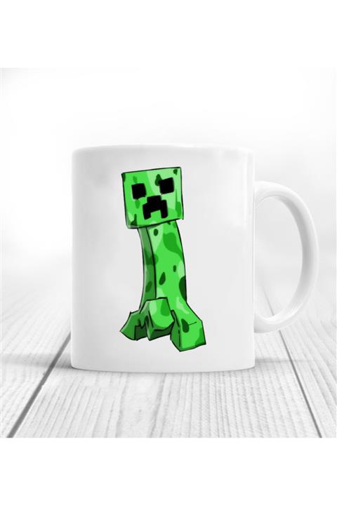MINECRAFT Creeper Beyaz Porselen Kupa Bardak