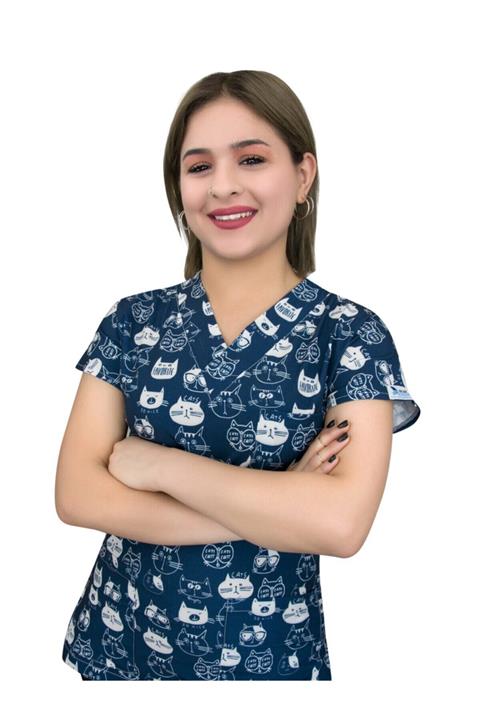 Nur Medikal Giyim Lacivert Kedili Doktor Hemşire Hastane Üst Forma Greys