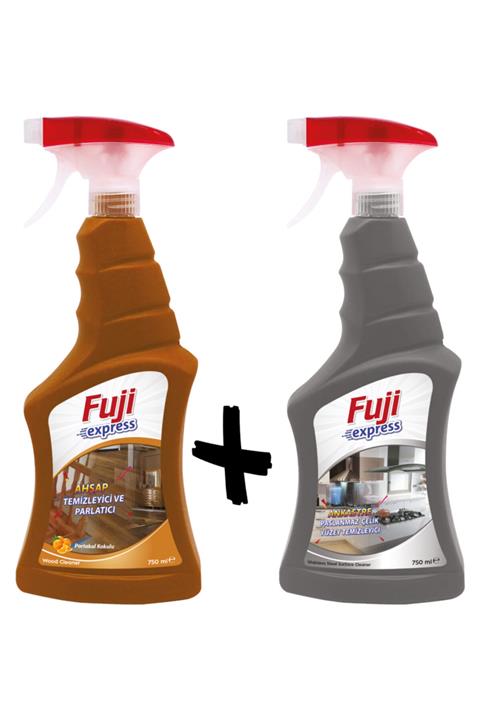 FUJI Express 750ml Ahşap Temizleyici Parlatıcı + 750 Ml Yağ Ve Kir Sökücü Ankastre Temizleyici Sprey