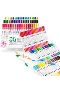 armex Brushpen Ve Fineliner 60 Renk Set Çift Taraflı Fırça Ve Yazı