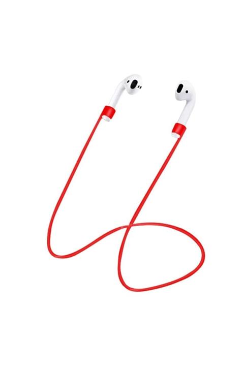 Kılıforyum Airpods Uyumlu Kulaklık Ipi Silikon Kulaklık Strap Boyun Askısı Kırmızı