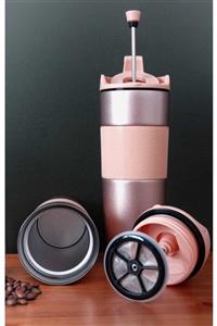 Tohana Obur Home French Press Termos Kupa 450 Ml ( Pudra Pembe )