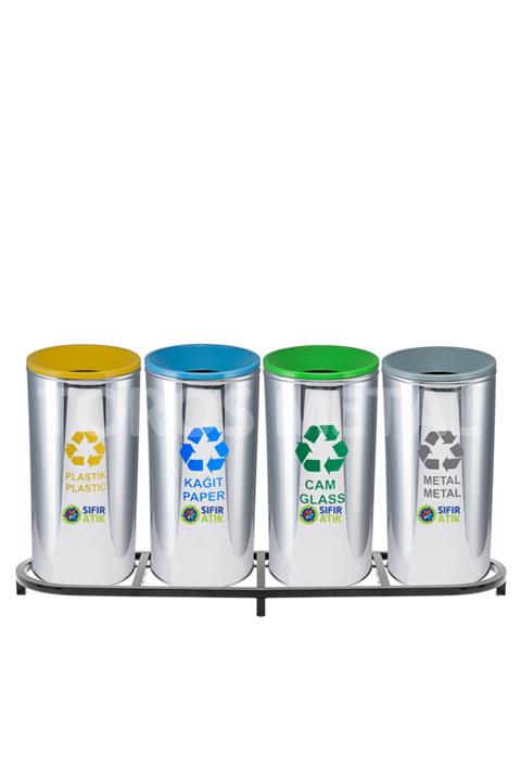 TOROSİNOX Tm-1006a Geri Dönüşüm Çöp Kovası - Sıfır Atık Ünitesi - 4'lü Sıfır Atık Kutusu