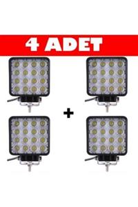 Kgn Off Road Sis Farı Sis Lambası 16 Led Kare 4'lü Paket Su Geçirmez