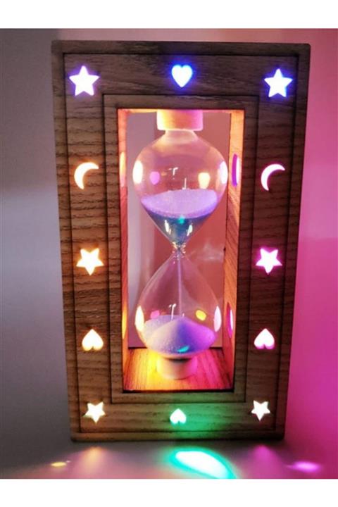 Hediye Fan Ahşap Işıklı Kum Saati