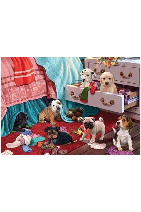 Ks Puzzle 20009 Ks, Puppies In The Bedroom, 500 Parça Puzzle