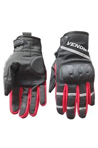 VENOM Vn9010 Softshell Korumalı Motosiklet Eldivenı Kırmızı Siyah