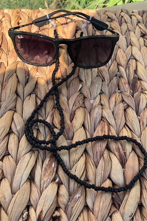 İsabella Accessories Kadın Siyah Boncuk Güneş Gözlüğü - Gözlük Ve Maske Askısı Ipi