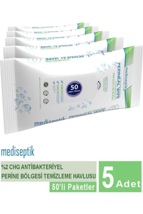 Medcover Mediseptik %2 Chg Antibakteriyel Perine Temizleme Havlusu 50'li - 5 Adet