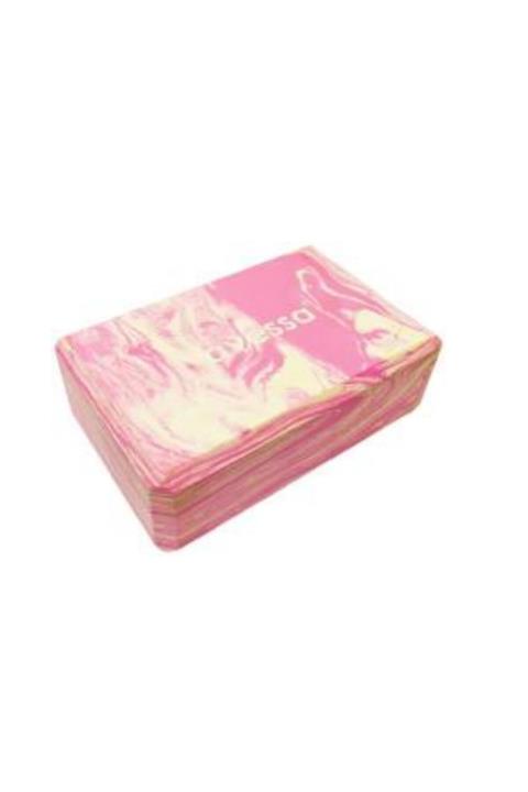 AVESSA Pembe Beyaz Desenli Yoga Blok - Pilates Blok - Spor - 3x6x9'' .