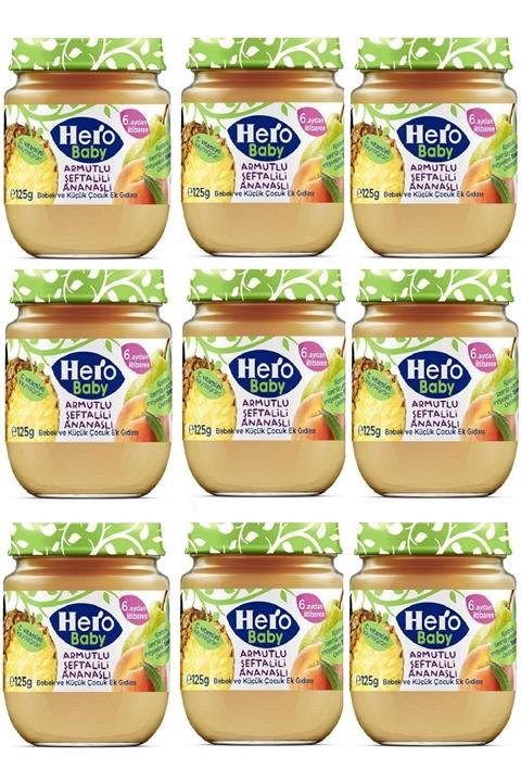 Hero Baby Armutlu Şeftali Ananaslı Kavanoz Mama 125 Gr X 9 Adet