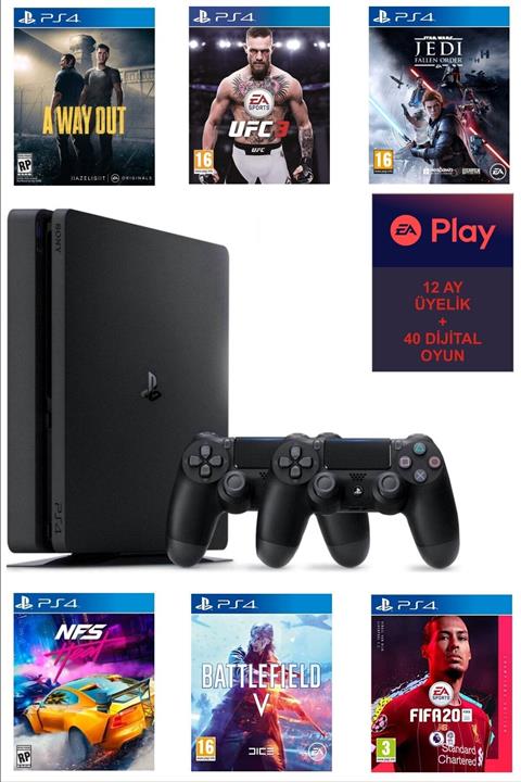 SQNY Playstation 4 Slim 500 Gb +yenilenmiş + 1 Yıllık Ea Play Üyeliği + 40 Oyun