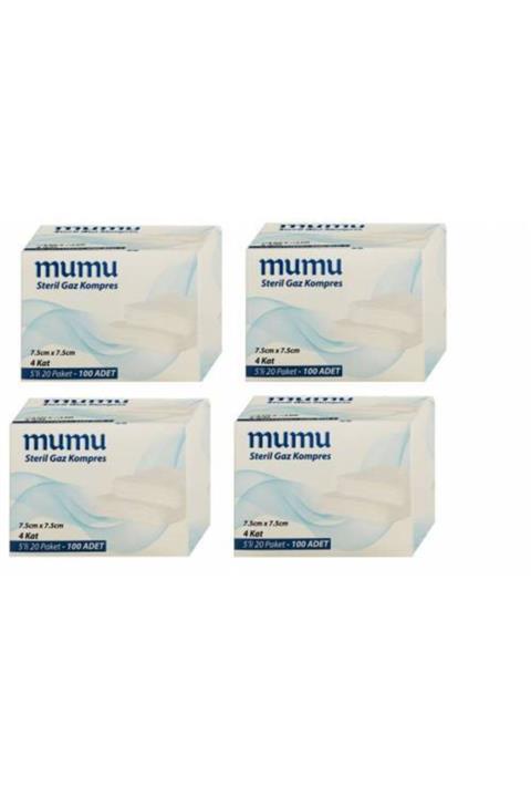 Mumu Steril Spanç Gazlı Bez 7,5x7,5 100'lü 4 Kutu