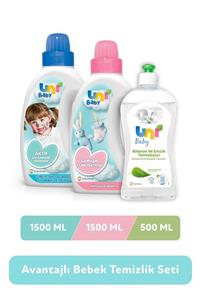 Uni Baby Avantajlı Temizlik Seti - 1500 ml Deterjan + 1500 ml Yumuşatıcı + 500 ml Biberon Emzik Temizleyici