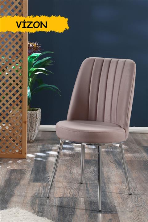 MYMASSA Gold Sandalye Vizon - Metal Krom Kaplama Ayaklı