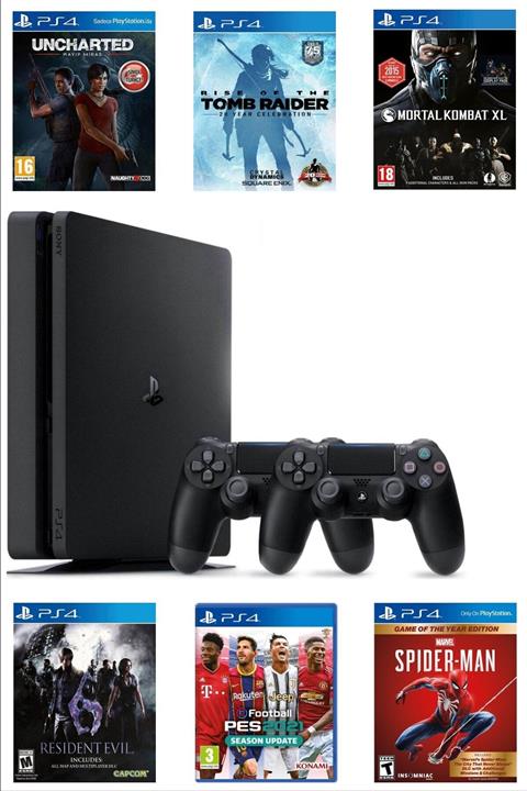 Sony Playstation 4 Slim 500 Gb +yenilenmiş + 2. Ps4 Kol + Güncel 6 Dijital Oyun Hediyeli