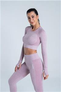 Vienfit Kadın Uzun Kollu Dikişsiz Spor Tişört - Energy Serisi Crop Top Lila