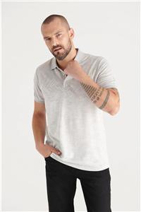 Avva Erkek Açık Gri Polo Yaka Jakarlı Slim Fit T-shirt A11y1199