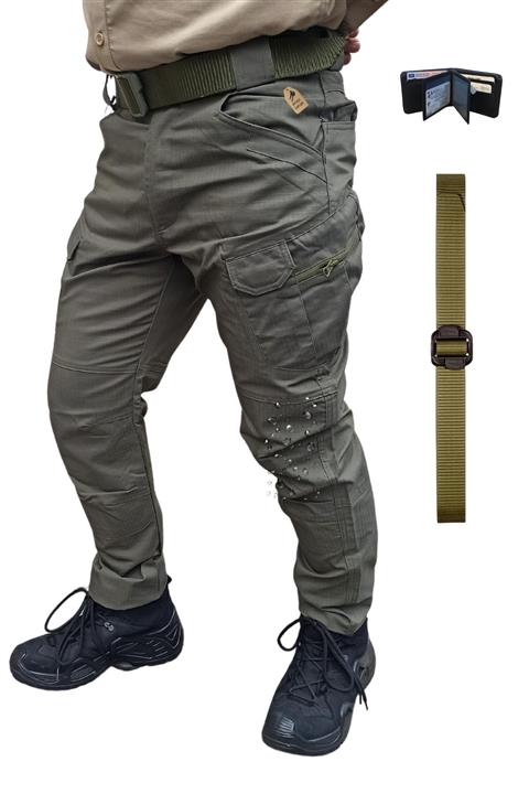 BORA TAKTİK Likralı Taktik Haki Su Geçirmez Ripstop Koruma, Polis, Outdoor, Avcı Pantolon Kemer Cüzdan Set