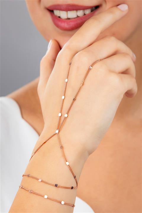 Lia Berto Kadın Pembe Gümüş Sade Zincir Şahmeran